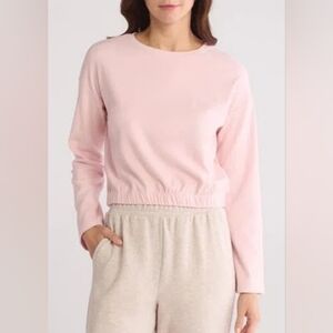 Yogalicious Breathless Fleece Crop Soft Pink Women's Sweatshirt Size XL